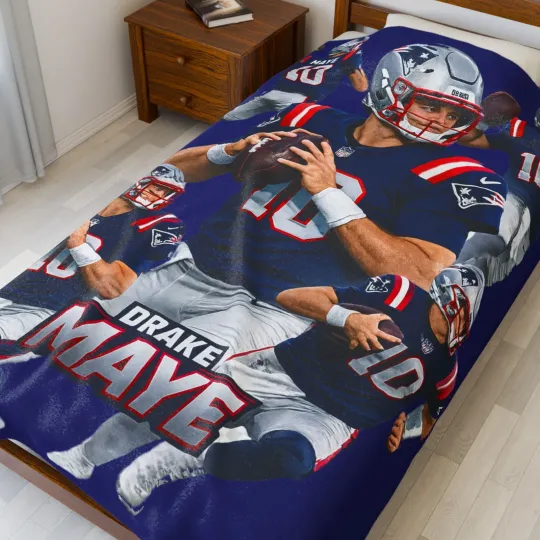 Discover Drake Maye Football Velveteen Plush Blanket — Team Fan Throw