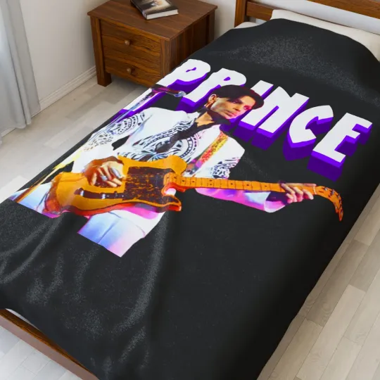 Discover Rock Icon photo blanket | Velveteen Plush Blanket Prince Black