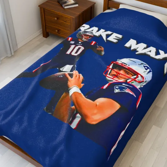Discover Drake Maye Football Quarterback Photo Blanket Velveteen Plush Blanket