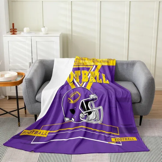 Discover Football Throw Blanket,Rugby Fleece Blanket