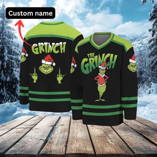 Discover Personalized funny character Christmas Hockey Shirt, Funny Holiday Fan Gear Youth/Adult