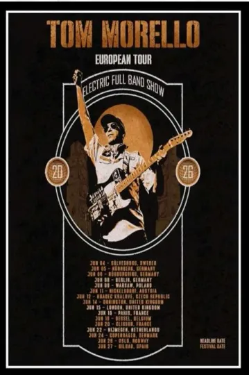 Discover Tom Morello European Tour 2026 Poster