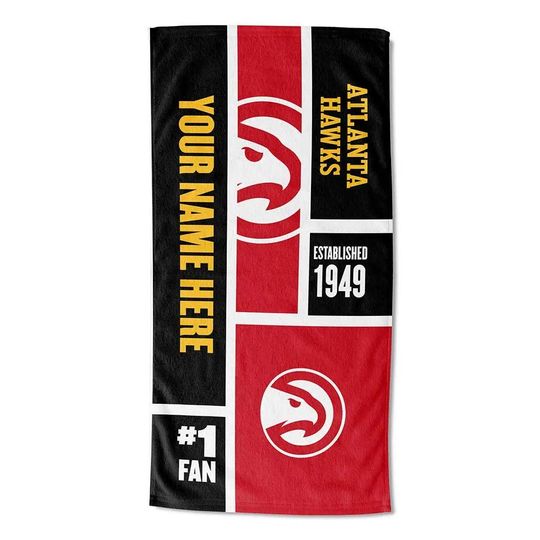 Discover Atlanta Hawks Beach Towel: Personalized NBA Colorblock Fan Gift