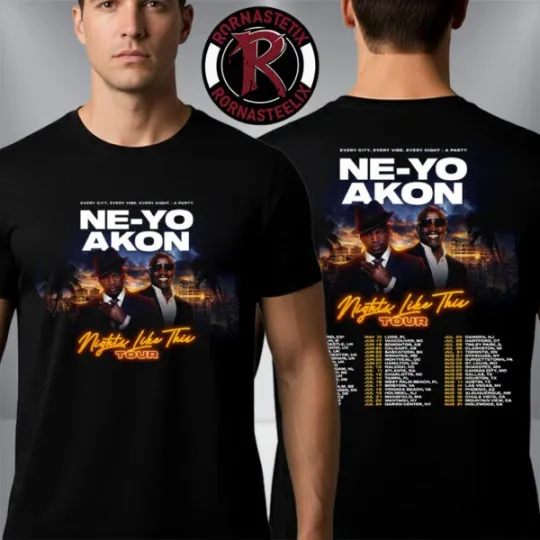 Discover Ne-Yo And Akon Nights Like This Tour 2026 T Shirt Two Sided Unisex Tee