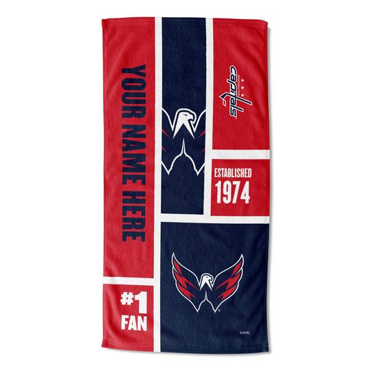 Discover Washington Capitals Personalized Beach Towel  NHL Colorblock  Custom Name, Soft Fan Gift