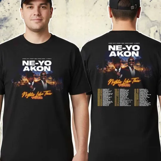 Discover Ne-Yo And Akon Nights Like This Tour 2026 Cities List Start In Madrid ES T-Shirt