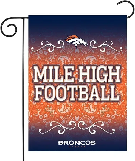 Denver Broncos Premium Double Sided Garden Flag Banner, 13x18 Inch, Display...