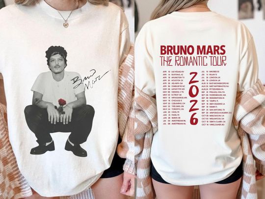Discover The Romantic Tour 2026 Bruno Mars  Shirt, Bruno Mars Concert, Unisex T Shirt, Music Fan Gift, Retro Graphic Tee