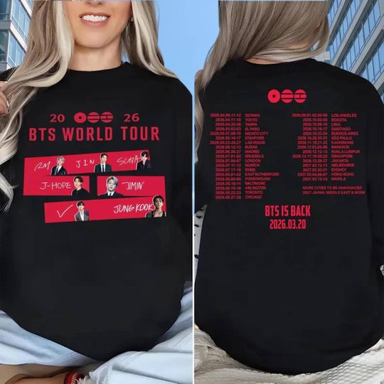 Discover Bangtan World Tour 2026 T-shirt, Bangtan Is Back Concert Tour Shirt, Kpop Idol Group Merch, 2026 Reunion Tour Dates Pullover