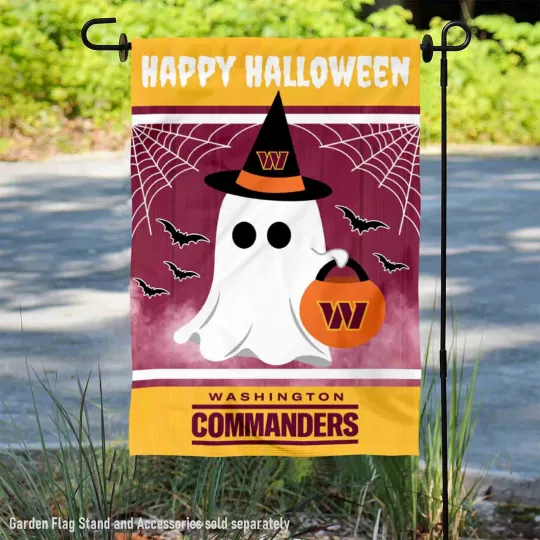 Washington Commanders Happy Halloween Garden Yard Banner Flag