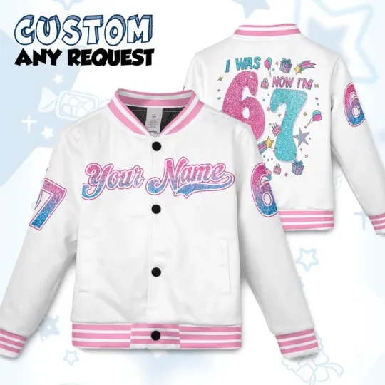 Discover Personalized I Was Six Now I'm 7 Funny Birthday Gift Nummer Meme Baseball Jacket
