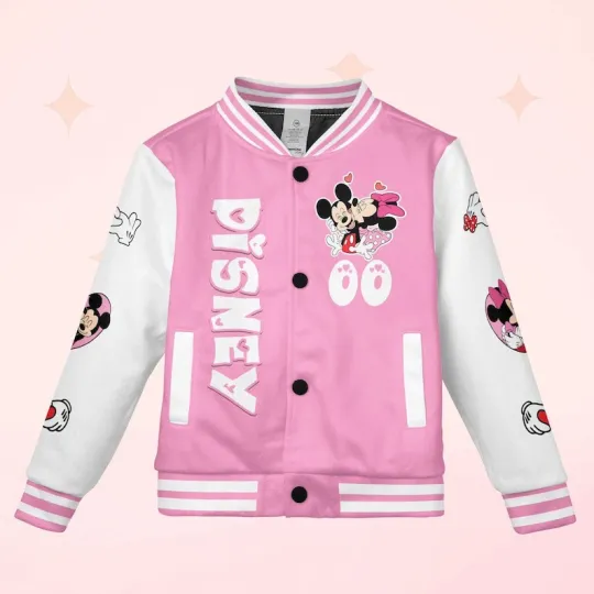 Discover Custom Mickey & Minnie Mouse Couple Valentine Birthday Gift Baseball Jacket