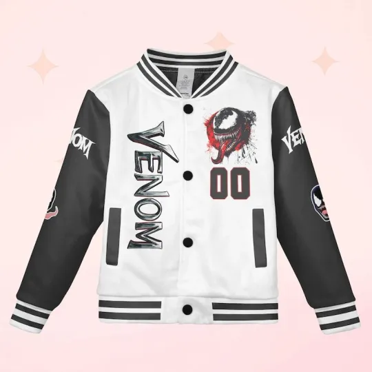 Personalized Venom Never Wound What You Can't Kill Black White Baseball Jacket