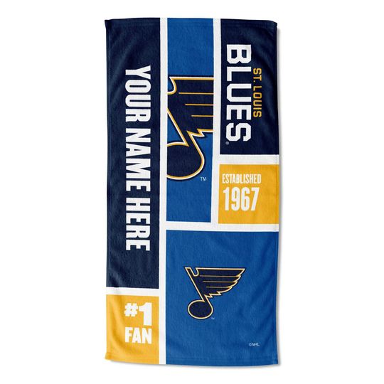 St. Louis Blues Personalized Beach Towel  NHL Colorblock  Custom Name, Soft Fan Gift