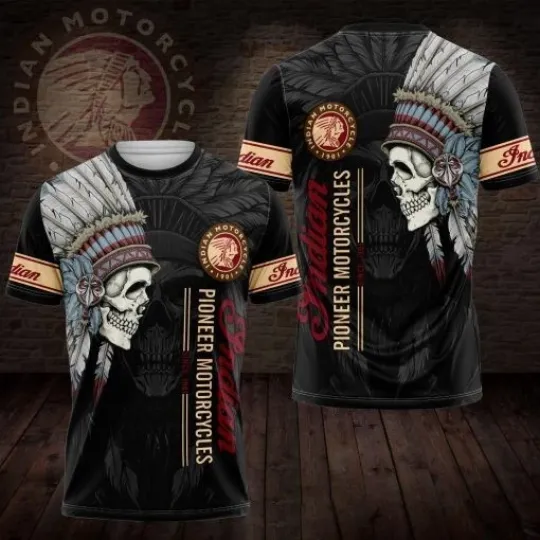 Discover Indian Motorcycles Skull 3D All Over Print T-Shirt