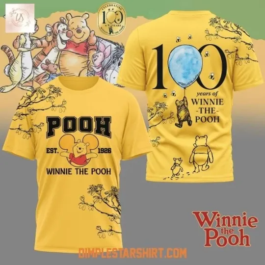 Discover Winnie The Pooh 100th Anniversary 3D T Shirt Unisex