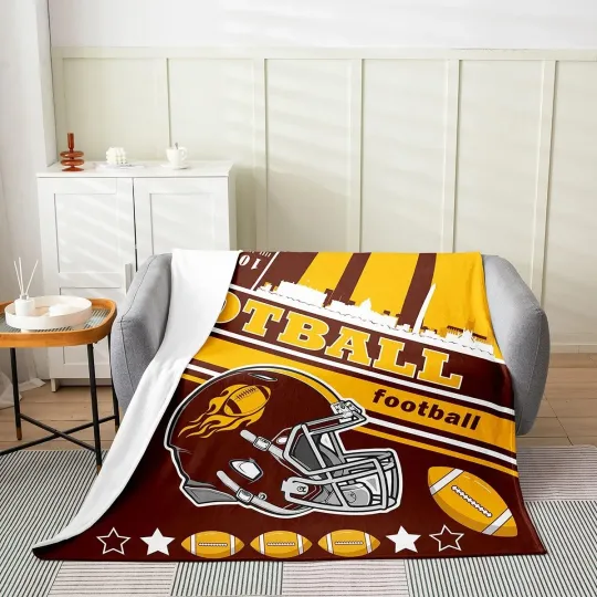 Discover Football Fleece Throw Blanket Football City Flannel ...