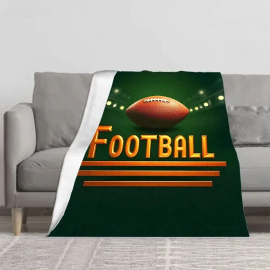 Discover Durable Soft & Warm Flannel Blanket - Cozy Football Design for Sofa Travel Bed