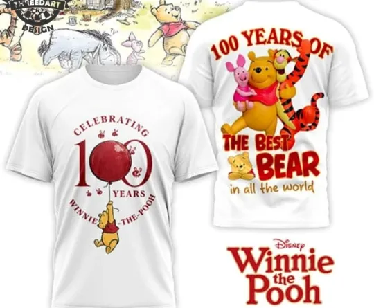 Discover Winnie the Pooh 3D T-Shirt 100 Years of the Best Bear in the World