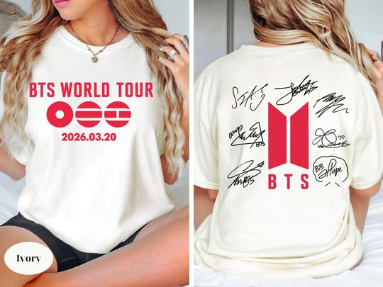 BTS Kpop T-Shirt, Retro BTS World Tour 2026 Merch Gifts, Bangtan Come Back Shirt For Army, BTS Army 2-Sides Tee Gift