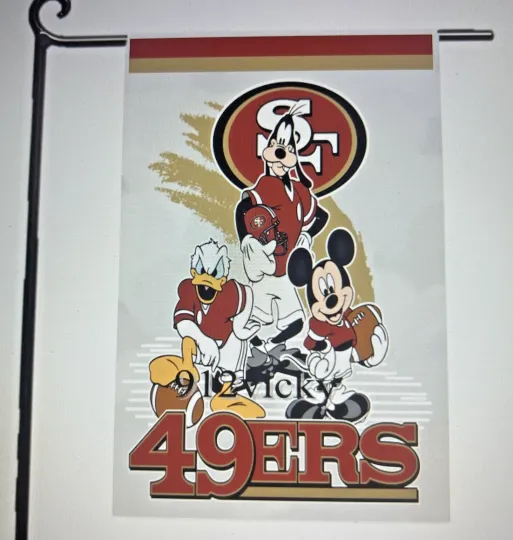 Discover Garden Flag 12x18 SF 49ers Mickey Mouse Donald Duck football Double Sided Handmade