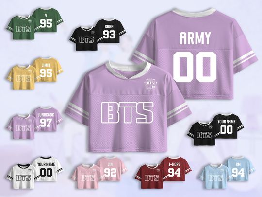 BTS Jersey Crop Top,Custom BTS Fans Inspired Jungkook Style,Kpop Sports Shirt,Game Day Outfit for Adult Youth Fans,World Tour 2026 Jersey