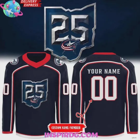 Discover Personalized Columbus Blue Jackets 25th Anniversary Special Hockey Shirt