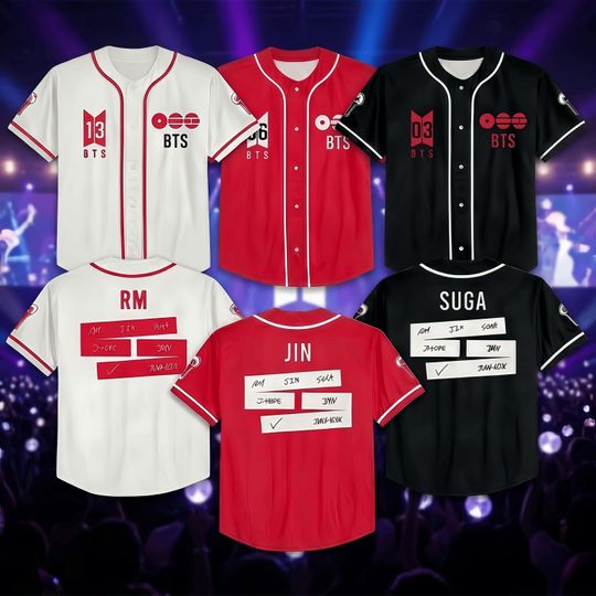 Custom Tour BTS Kpop comeback Baseball Jersey, Custom Baseball Jersey For Teen Girl Women Baseball Kpop Fan, World Tour 2026 2027 Jersey