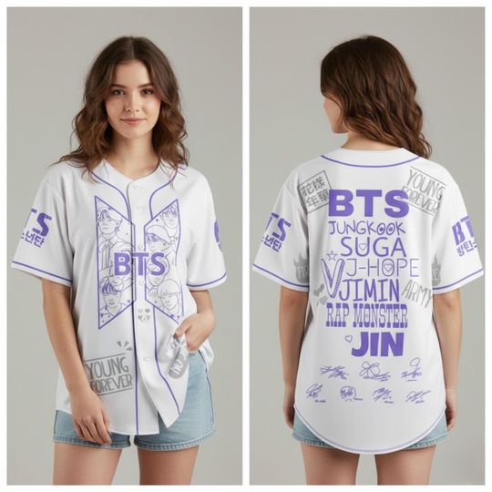 Discover Bangtan Tour Kpop Comeback Baseball Jersey, B.T.S Baseball Jersey For Teen Girl Women Baseball Kpop Fans, World Tour 2026 World Tour Jersey