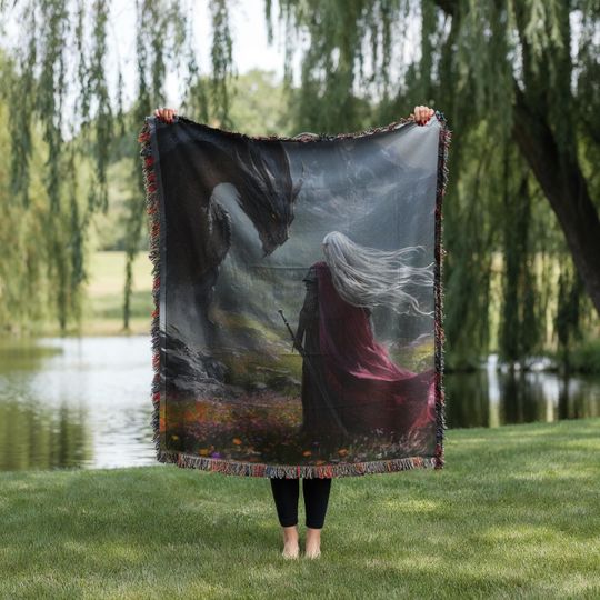 Throne of Glass Manon Blackbeak Abraxos Woven Blanket Sarah J Maas Aelin Galathynius Rowan Reading Nook Decor & BookTok Fans Book Club Gift