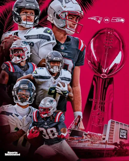 Discover Seattle vs New England Pro Football Super Bowl LX 2025–26 Poster