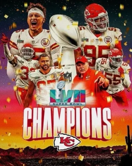 Discover KANSAS CITY CHIEFS Super Bowl LVII Champions Glossy Photo Poster Mahomes