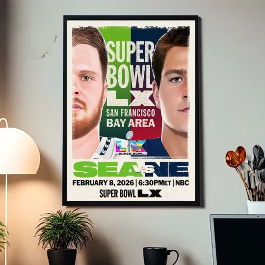 Discover Super Bowl LX 2026 San Francisco Bay Area Matchup Seahawk Vs Patriot Poster