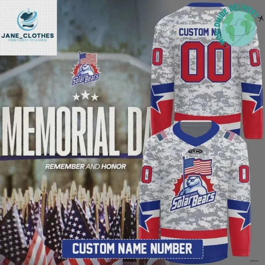 Discover Personalized Orlando Solar Bears Happy Memorial DayHockey Jersey