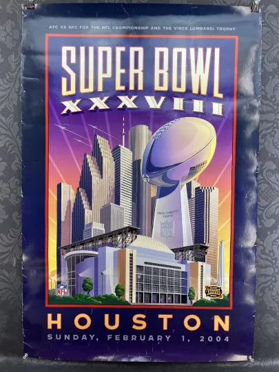 Discover Houston Texas SUPER BOWL XXXVIII CHAMPIONS 2004 Commemorative Poster