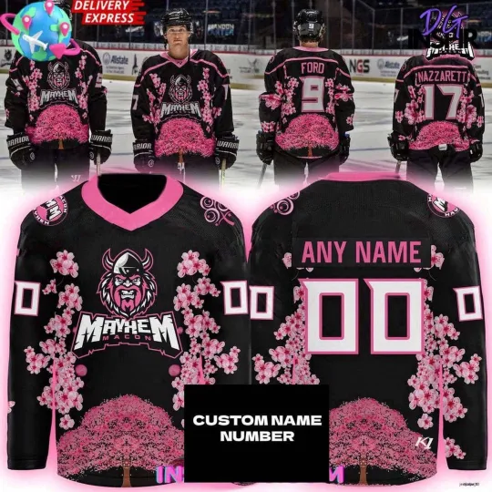 Personalized Macon Mayhem Cherry Blossom Hockey Jersey