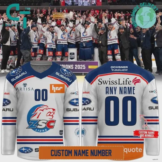 Discover Personalize ZSC Lions “Back to Back” Schweizer Meister Hockey Jersey