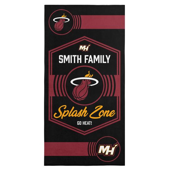 Discover Miami Heat Personalized Beach Towel: NBA Jersey Fan Gift