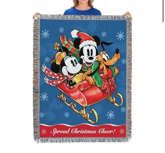 Discover Disney's Mickey Mouse "Sleigh Ride" Woven Tapestry Throw Blanket, 48" x 60"