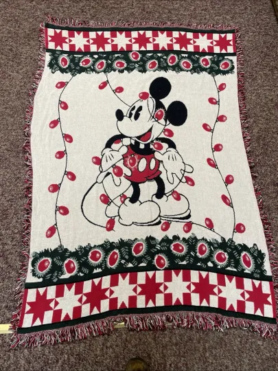 Discover Woven Disney 46" x 65" (inches) Mickey Mouse Christmas Throw Blanket