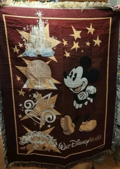 Discover Mickey Mouse Disney Tapestry Woven Throw Blanket Walt World Magic Epcot Afghan