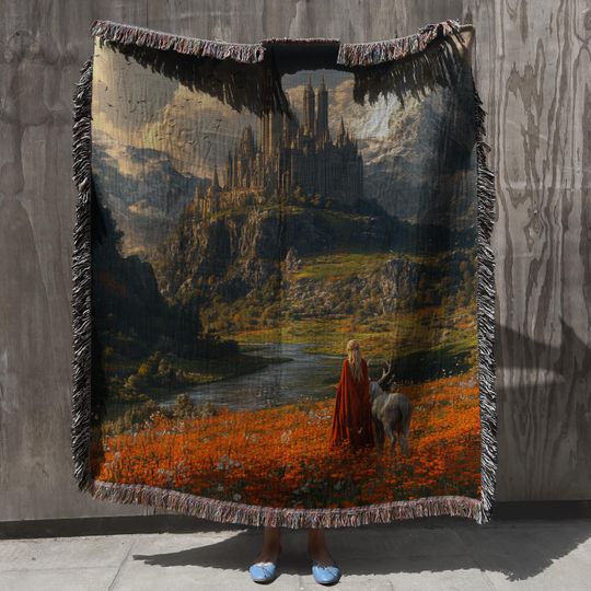 Discover Throne of Glass Woven Blanket, TOG Merch Sarah J Maas Gift, Fantasy Bookish Wall Tapestry, Cozy Reading Throw