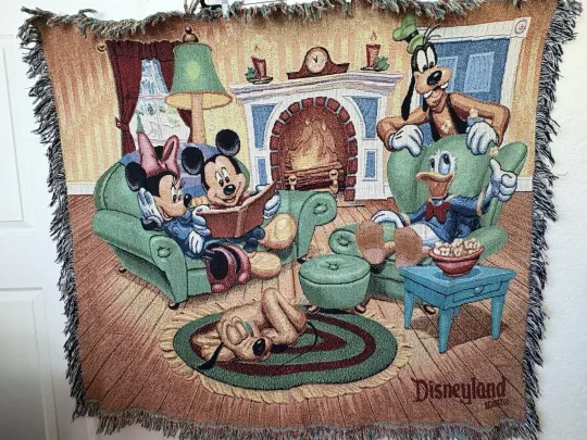 Discover Vintage 90s Disney Resort Mickey Mouse Tapestry Woven Throw Blanket