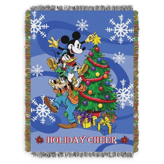 Discover Disney Mickey Mouse Blanket Holiday Cheer Woven Tapestry Throw 48" x 60"