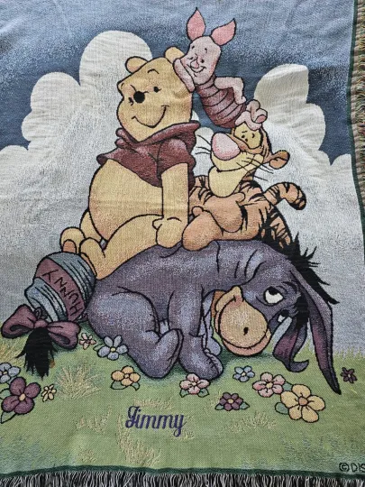 Discover Winnie the Pooh Woven Fringed Tapestry Throw Blanket 47 X 60”  Personalization