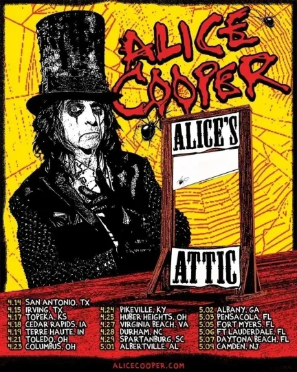 Discover Alice Cooper Spring 2026 Alice's Attic Tour Poster