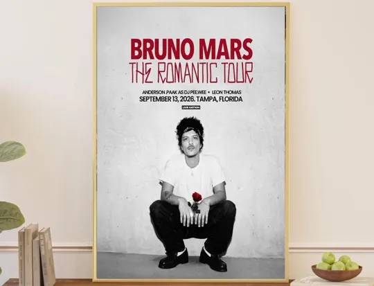 Discover Bruno Mars The Romantic Tour September 13 2026 Tampa Florida poster