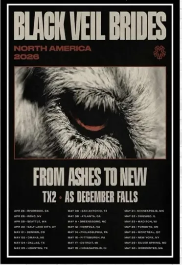 Discover Black Veil Brides North American Tour 2026 Poster