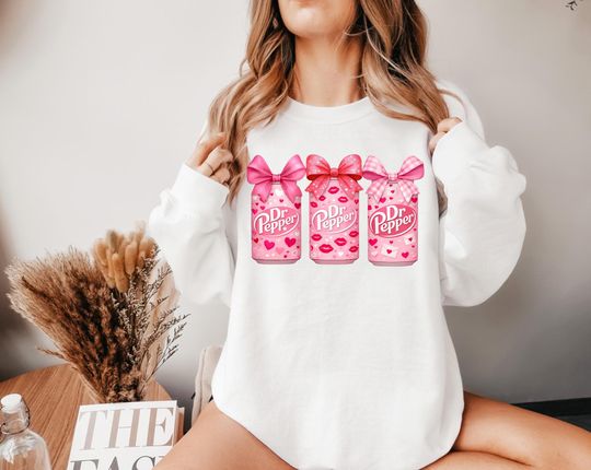 Dr pepper Valentine sweatshirt,pink soda can lover crewneck