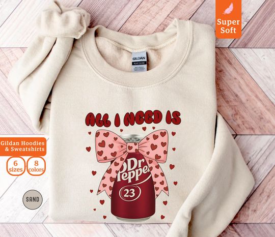 Discover Dr Pepper Lover Sweatshirt, Heart Bow Design, Valentine's Gift